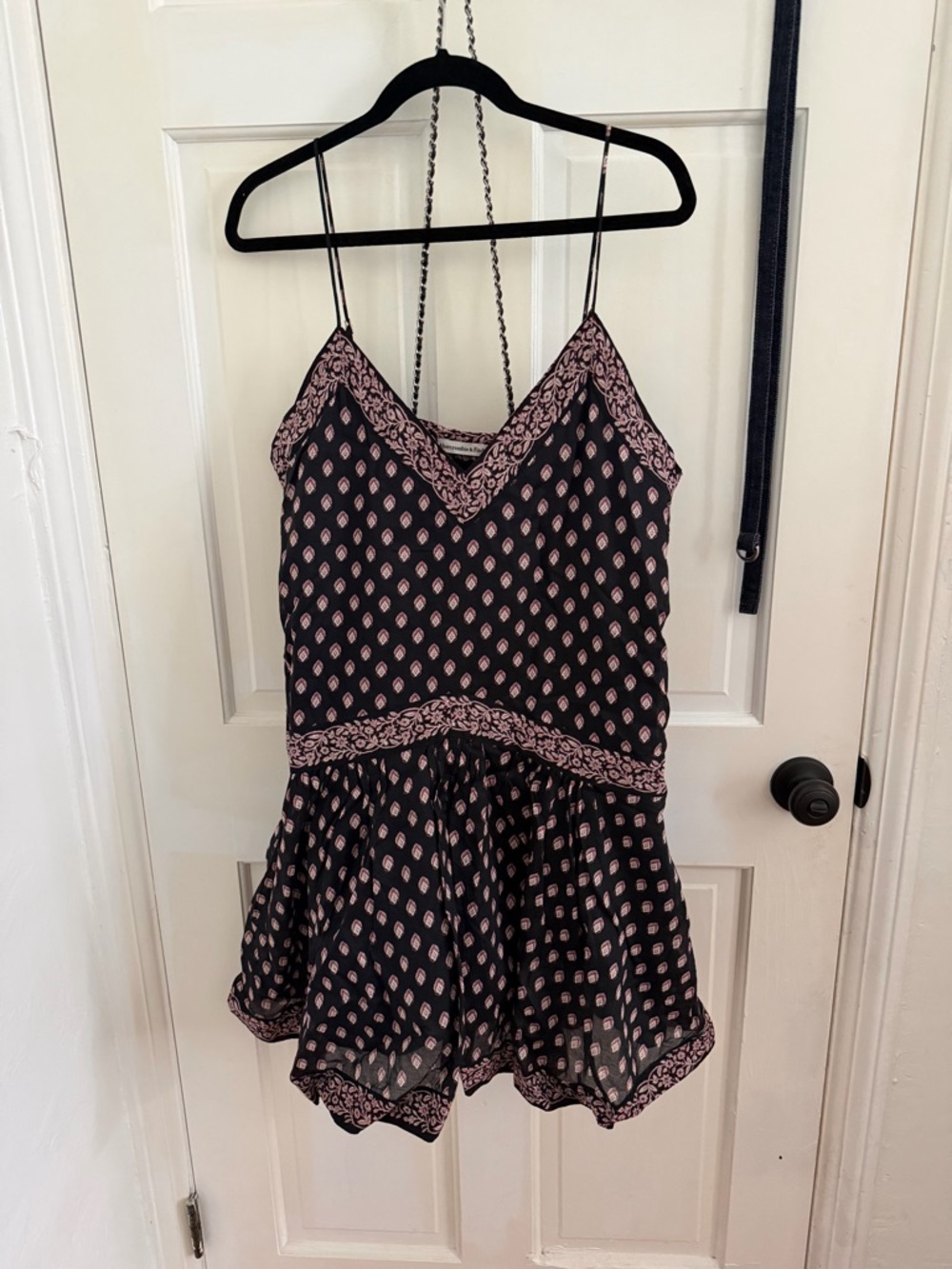 Abercrombie & Fitch Black Romper with Pink Print